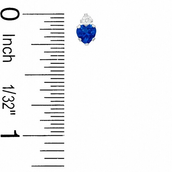 Heart-Shaped Simulated Sapphire Pendant and Stud Earrings Set in Sterling Silver with CZ