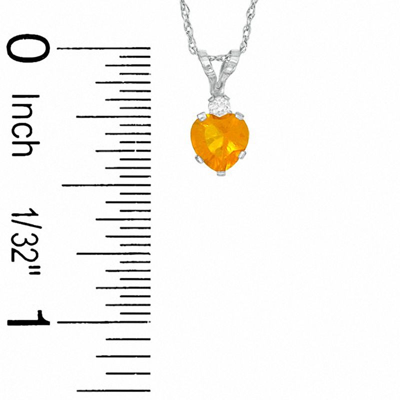 Main Image 2 of Heart-Shaped Simulated Citrine Pendant and Stud Earrings Set in Sterling Silver with CZ