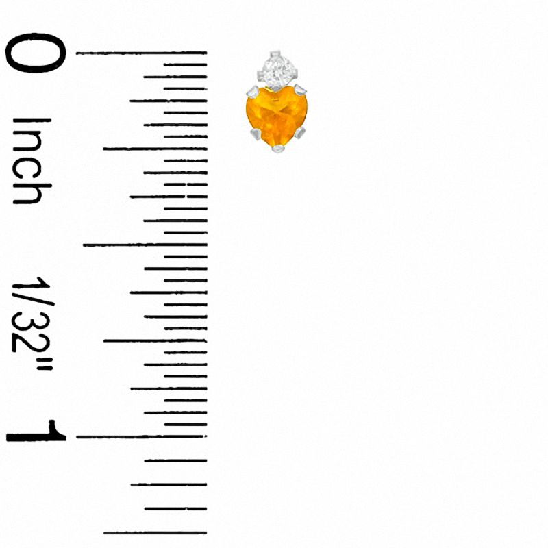 Main Image 3 of Heart-Shaped Simulated Citrine Pendant and Stud Earrings Set in Sterling Silver with CZ