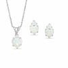 Thumbnail Image 1 of Heart-Shaped Simulated Opal Pendant and Earrings Set in Sterling Silver with CZ