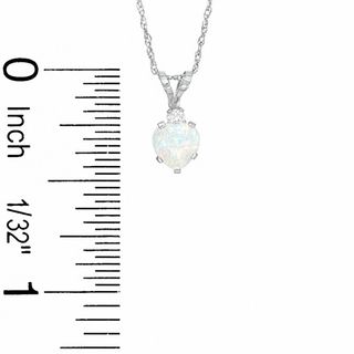 Heart-Shaped Simulated Opal Pendant and Earrings Set in Sterling Silver with CZ