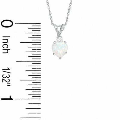 Heart-Shaped Simulated Opal Pendant and Earrings Set in Sterling Silver with CZ