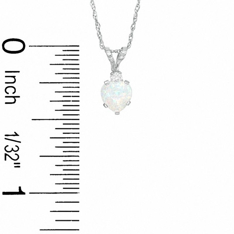 Main Image 2 of Heart-Shaped Simulated Opal Pendant and Earrings Set in Sterling Silver with CZ