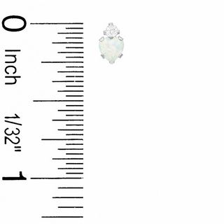 Heart-Shaped Simulated Opal Pendant and Earrings Set in Sterling Silver with CZ