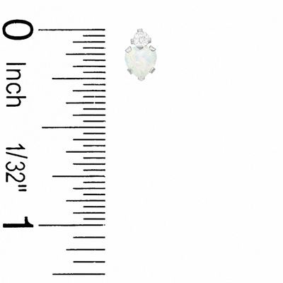 Heart-Shaped Simulated Opal Pendant and Earrings Set in Sterling Silver with CZ
