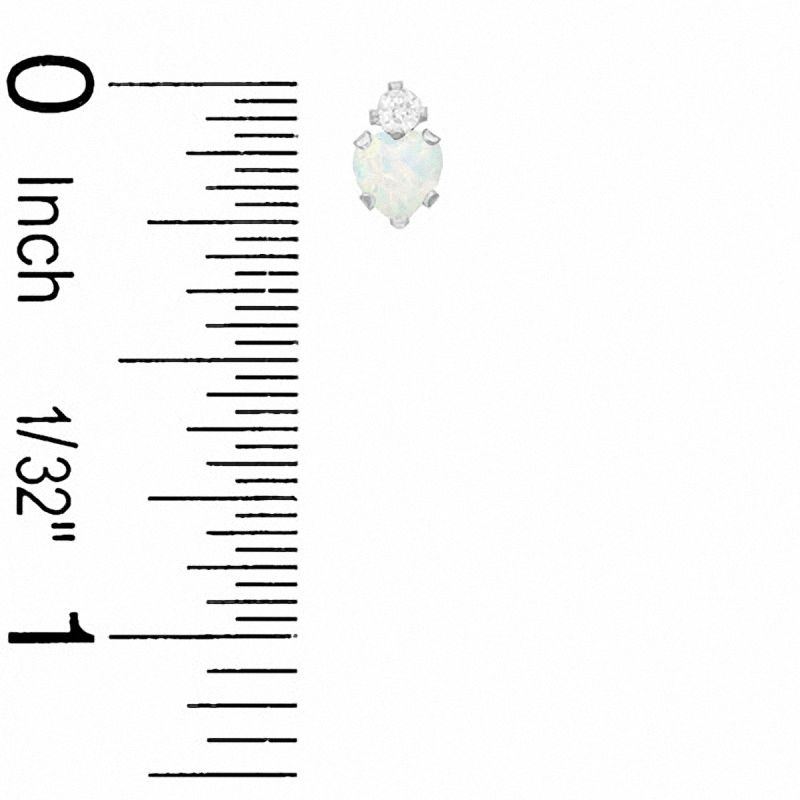 Main Image 3 of Heart-Shaped Simulated Opal Pendant and Earrings Set in Sterling Silver with CZ