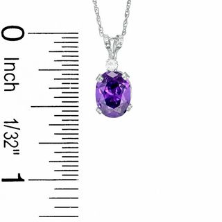 Oval Simulated Amethyst Pendant and Earrings Set in Sterling Silver with CZ
