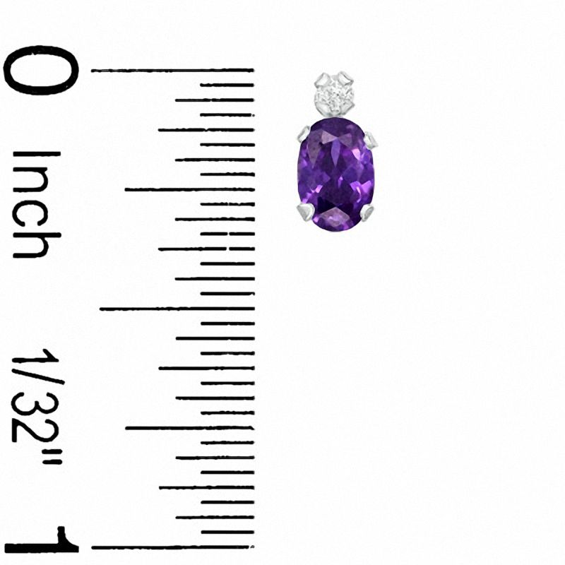 Main Image 3 of Oval Simulated Amethyst Pendant and Earrings Set in Sterling Silver with CZ