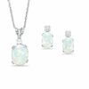 Thumbnail Image 1 of Oval Simulated Opal Pendant and Earrings Set in Sterling Silver with CZ