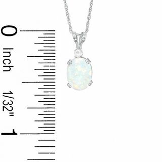Oval Simulated Opal Pendant and Earrings Set in Sterling Silver with CZ