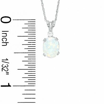 Oval Simulated Opal Pendant and Earrings Set in Sterling Silver with CZ
