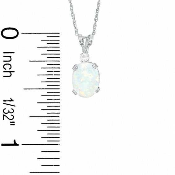 Oval Simulated Opal Pendant and Earrings Set in Sterling Silver with CZ