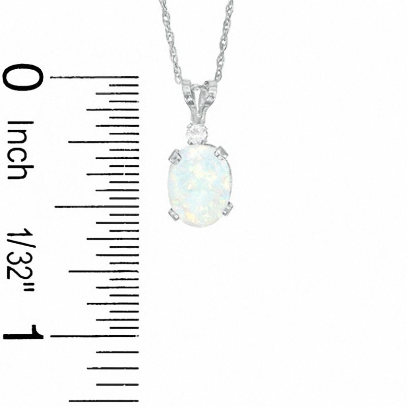 Main Image 2 of Oval Simulated Opal Pendant and Earrings Set in Sterling Silver with CZ