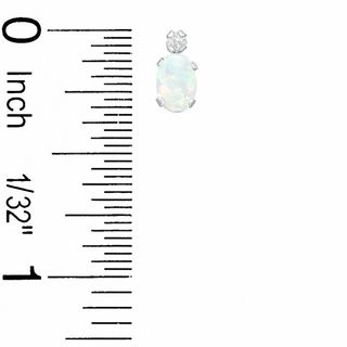 Oval Simulated Opal Pendant and Earrings Set in Sterling Silver with CZ