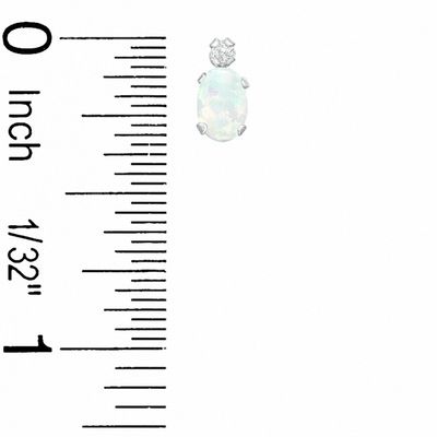Oval Simulated Opal Pendant and Earrings Set in Sterling Silver with CZ