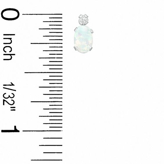 Oval Simulated Opal Pendant and Earrings Set in Sterling Silver with CZ