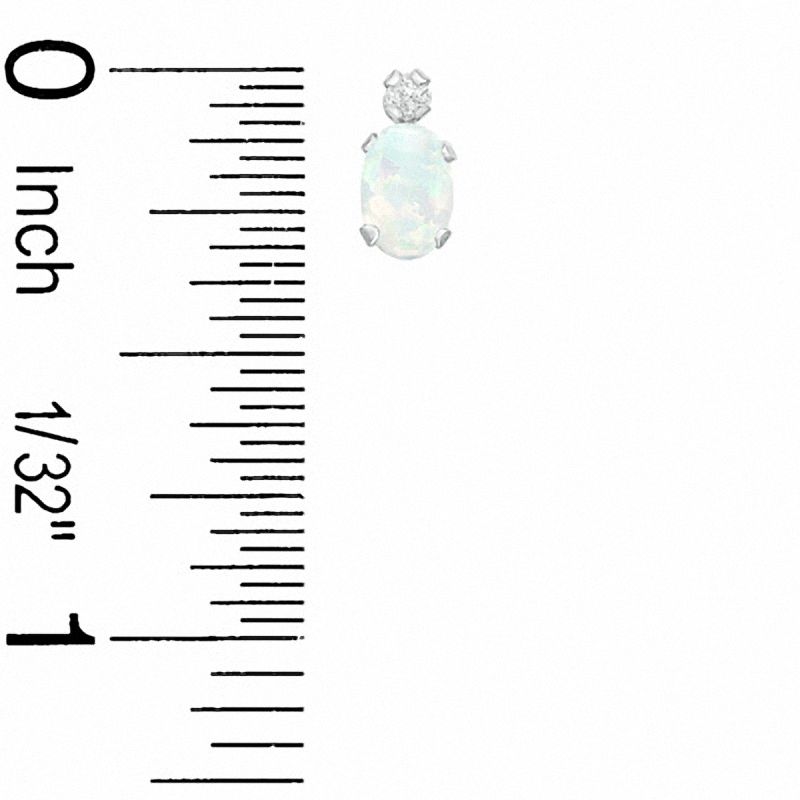Main Image 3 of Oval Simulated Opal Pendant and Earrings Set in Sterling Silver with CZ