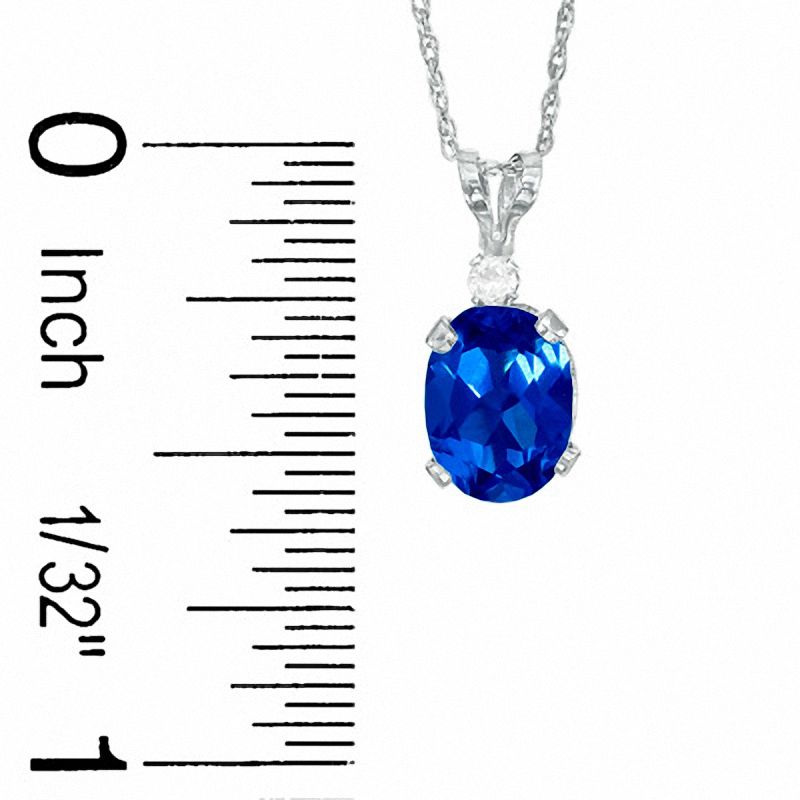 Main Image 2 of Oval Simulated Sapphire Pendant and Earrings Set in Sterling Silver with CZ