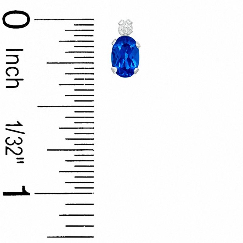 Main Image 3 of Oval Simulated Sapphire Pendant and Earrings Set in Sterling Silver with CZ