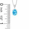 Thumbnail Image 2 of Oval Simulated Blue Topaz Pendant and Stud Earrings Set in Sterling Silver with CZ