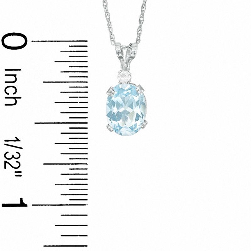 Main Image 2 of Oval Simulated Aquamarine Pendant and Earrings Set in Sterling Silver with CZ