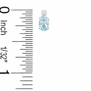 Oval Simulated Aquamarine Pendant and Earrings Set in Sterling Silver with CZ