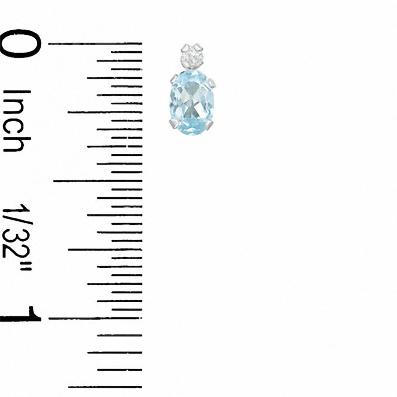 Main Image 3 of Oval Simulated Aquamarine Pendant and Earrings Set in Sterling Silver with CZ