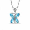Thumbnail Image 1 of Marquise Simulated Blue Topaz Butterfly Pendant in Sterling Silver