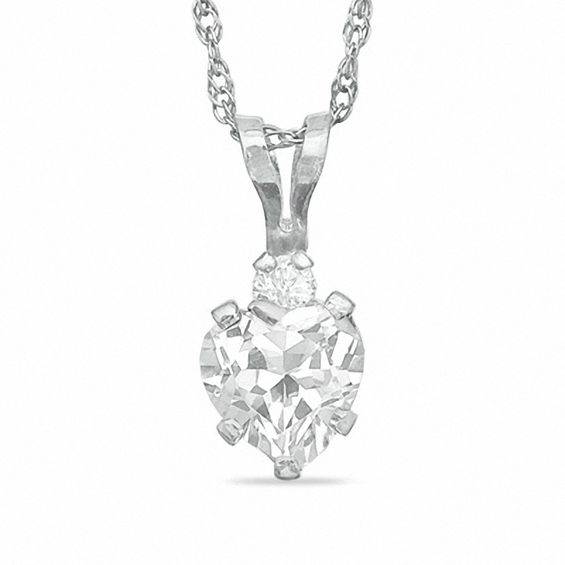 5mm Heart-Shaped Lab-Created White Sapphire Pendant in Sterling Silver with CZ