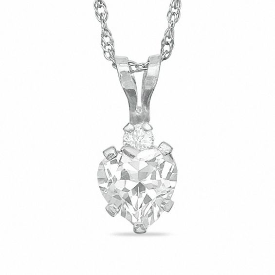 5mm Heart-Shaped Lab-Created White Sapphire Pendant in Sterling Silver with CZ