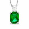 Thumbnail Image 1 of Cushion-Cut Simulated Emerald Pendant in Sterling Silver with CZ