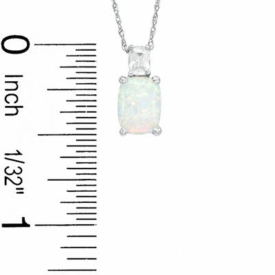Cushion-Cut Simulated Opal and Cubic Zirconia Pendant in Sterling Silver
