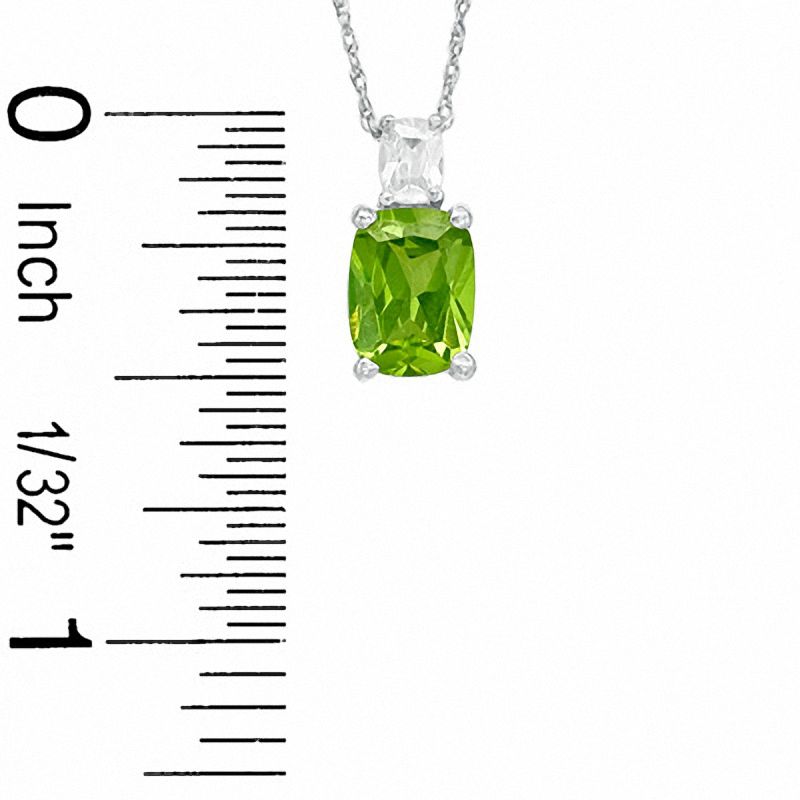 Main Image 2 of Cushion-Cut Simulated Peridot and Cubic Zirconia Pendant in Sterling Silver