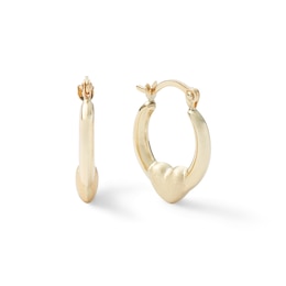 15.75mm Satin Heart Hoop Earrings in 10K Stamp Hollow Gold