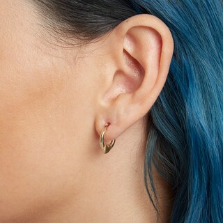 15.75mm Satin Heart Hoop Earrings in 10K Stamp Hollow Gold