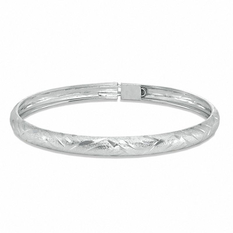 Main Image 1 of Diamond-Cut Flexible Bangle in Sterling Silver