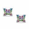Thumbnail Image 1 of Pastel Crystal Butterfly Stud Earrings in Sterling Silver
