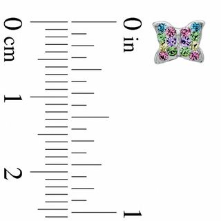 Pastel Crystal Butterfly Stud Earrings in Sterling Silver