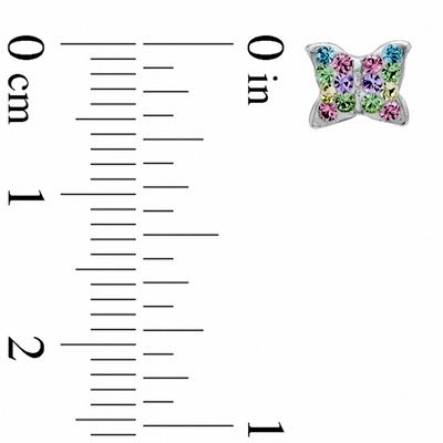 Pastel Crystal Butterfly Stud Earrings in Sterling Silver