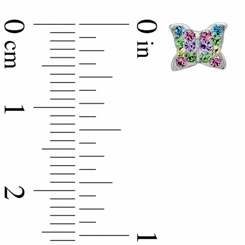 Main Image 2 of Pastel Crystal Butterfly Stud Earrings in Sterling Silver