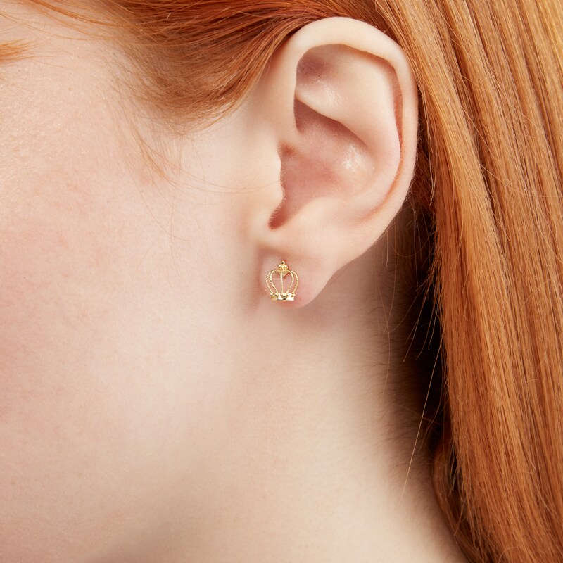 Crown Stud Earrings in 10K Gold