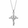 Thumbnail Image 1 of Cubic Zirconia Cross with Heart Pendant in Sterling Silver