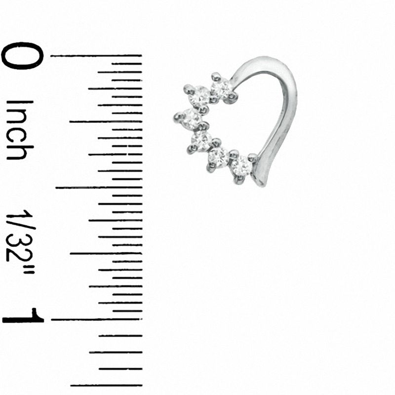 Cubic Zirconia Heart Stud Earrings in Sterling Silver