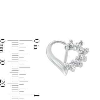 Cubic Zirconia Heart Stud Earrings in Sterling Silver