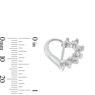 Cubic Zirconia Heart Stud Earrings in Sterling Silver