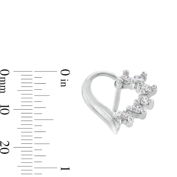Cubic Zirconia Heart Stud Earrings in Sterling Silver