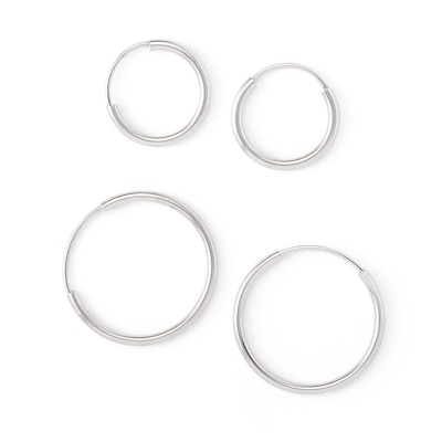 Sterling Silver Endless Hoop Earrings Set