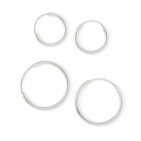 Sterling Silver Endless Hoop Earrings Set