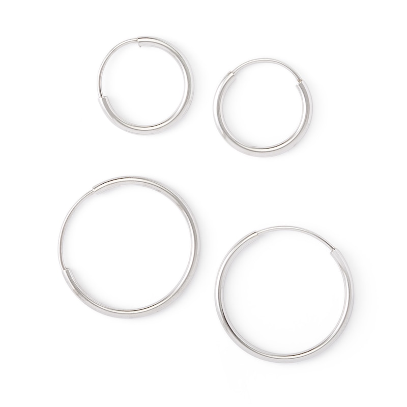 Main Image 2 of Sterling Silver Endless Hoop Earrings Set