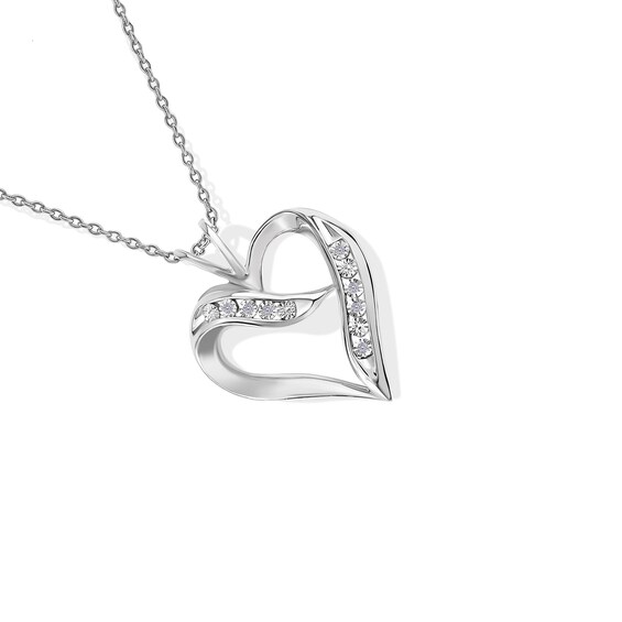 Diamond Accent Heart Pendant in Sterling Silver